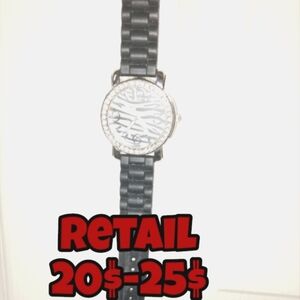 Geneva Black and Silver Watch